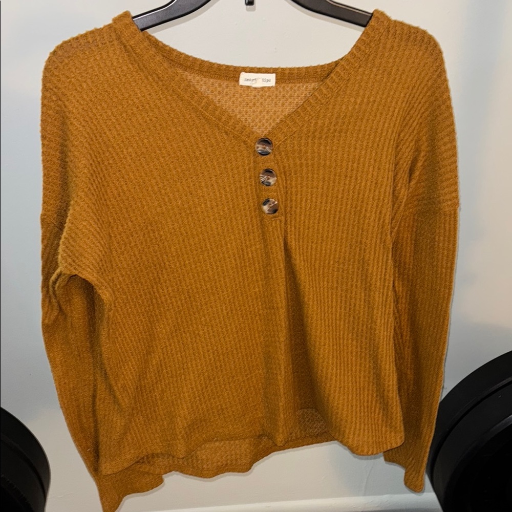 Cozy Mustard Button-Up Sweater